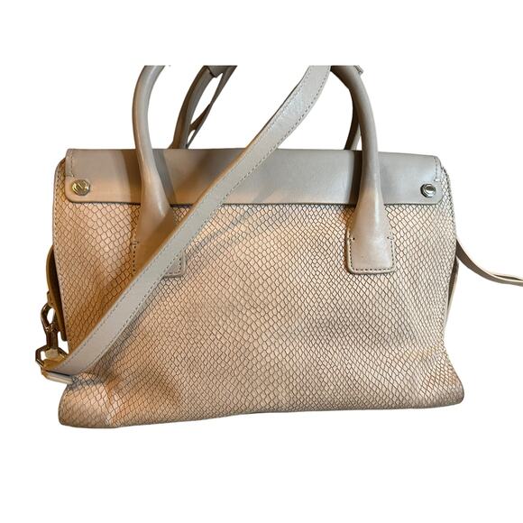 Louise et Cie Neutral Snake Embossed Leather Convertible Satchel Nude - Picture 6 of 9